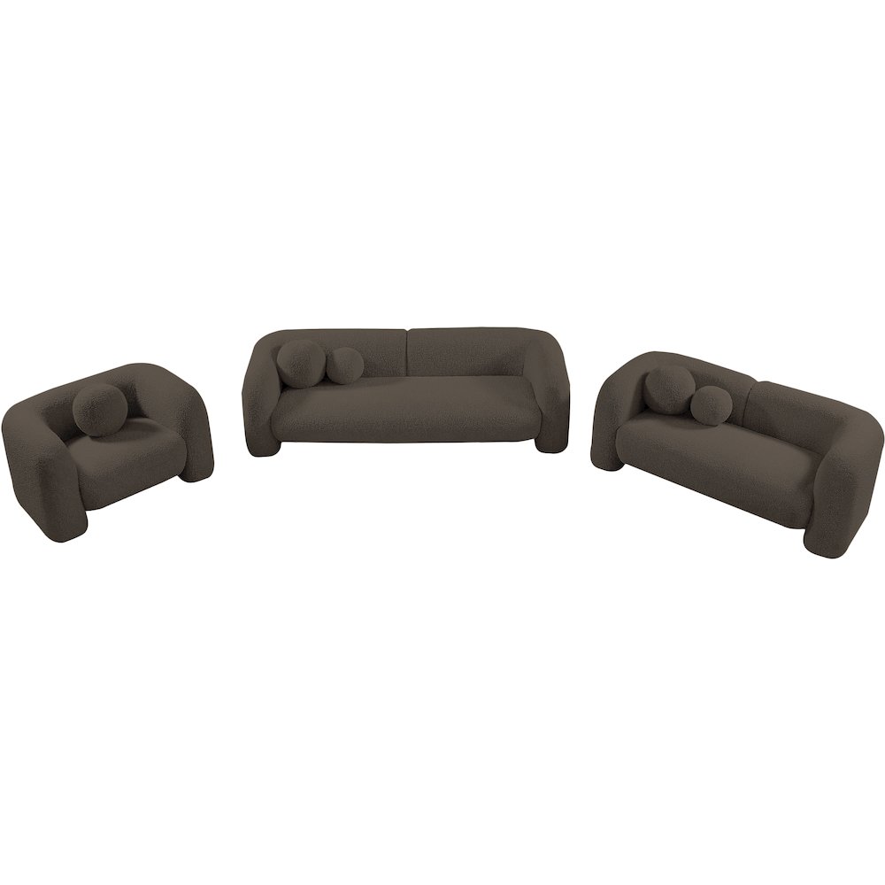 Emory Brown Boucle Fabric Loveseat. Picture 14