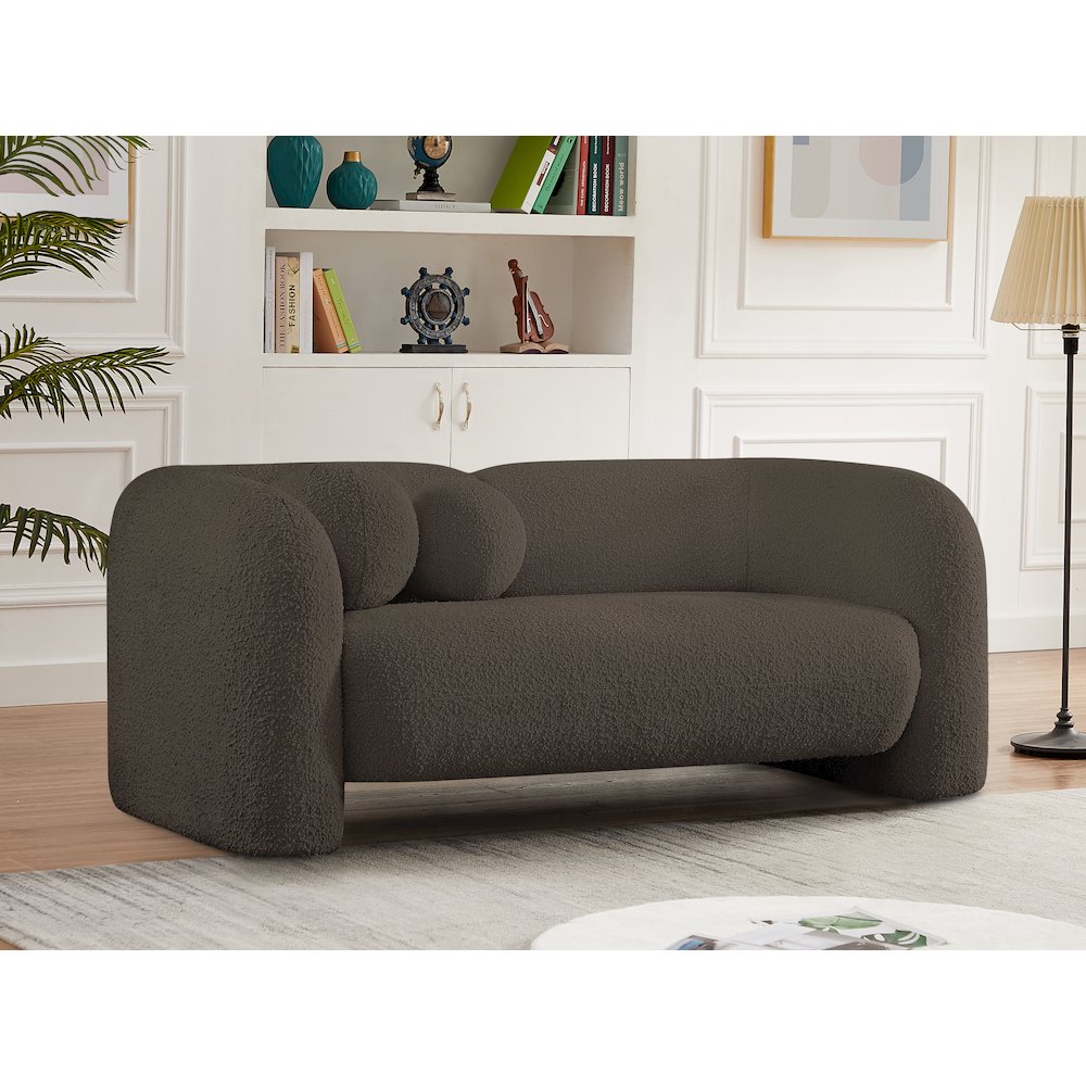 Emory Brown Boucle Fabric Loveseat. Picture 2