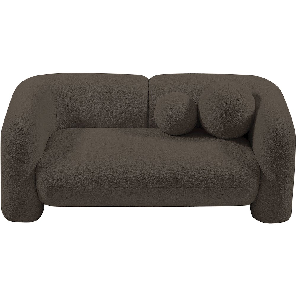 Emory Brown Boucle Fabric Loveseat. Picture 5