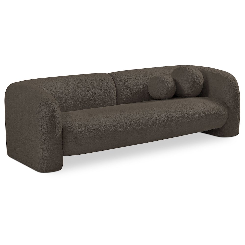 Emory Brown Boucle Fabric Sofa. Picture 1