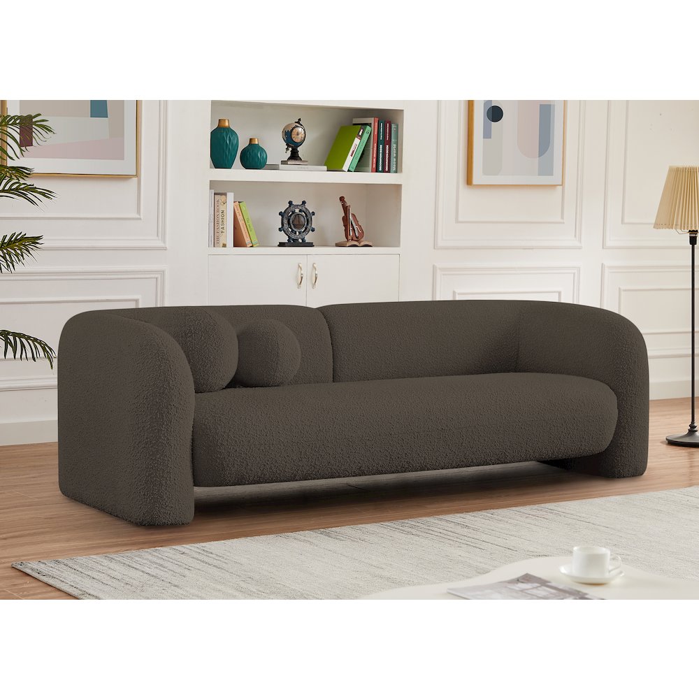 Emory Brown Boucle Fabric Sofa. Picture 2