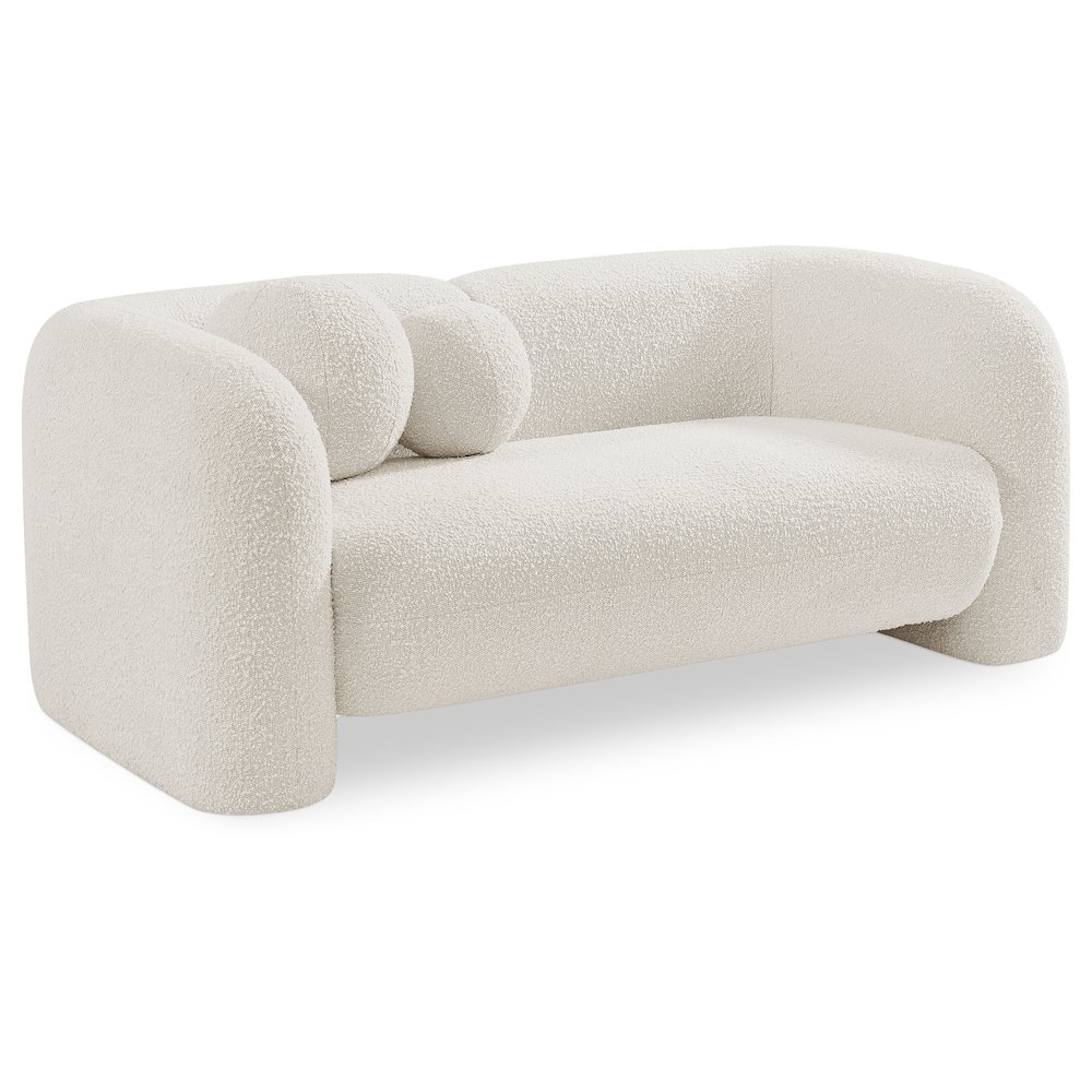 Emory Cream Boucle Fabric Loveseat. Picture 1