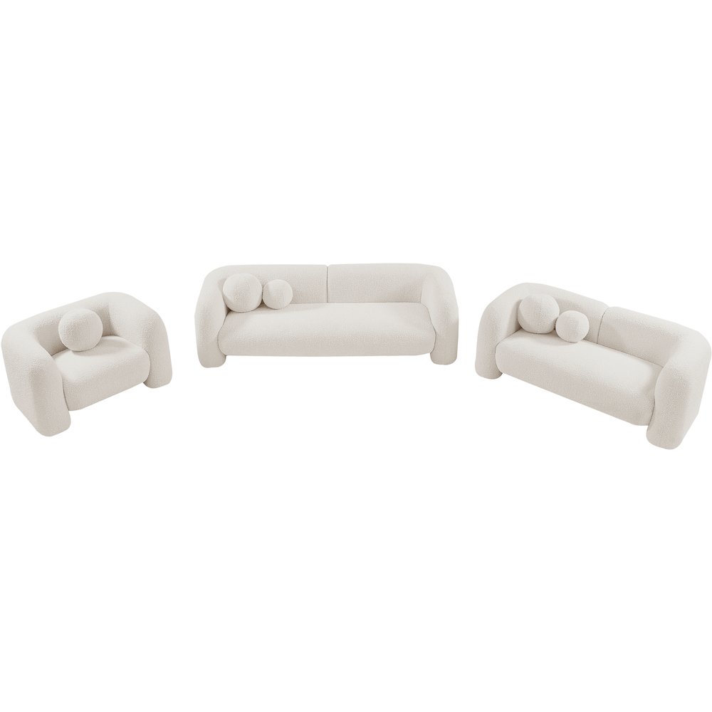 Emory Cream Boucle Fabric Loveseat. Picture 14