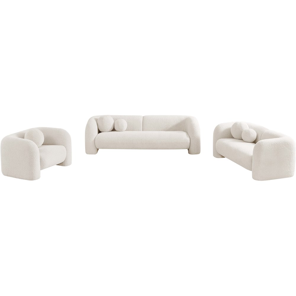 Emory Cream Boucle Fabric Loveseat. Picture 15