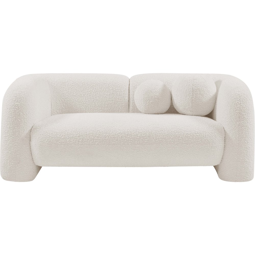Emory Cream Boucle Fabric Loveseat. Picture 4