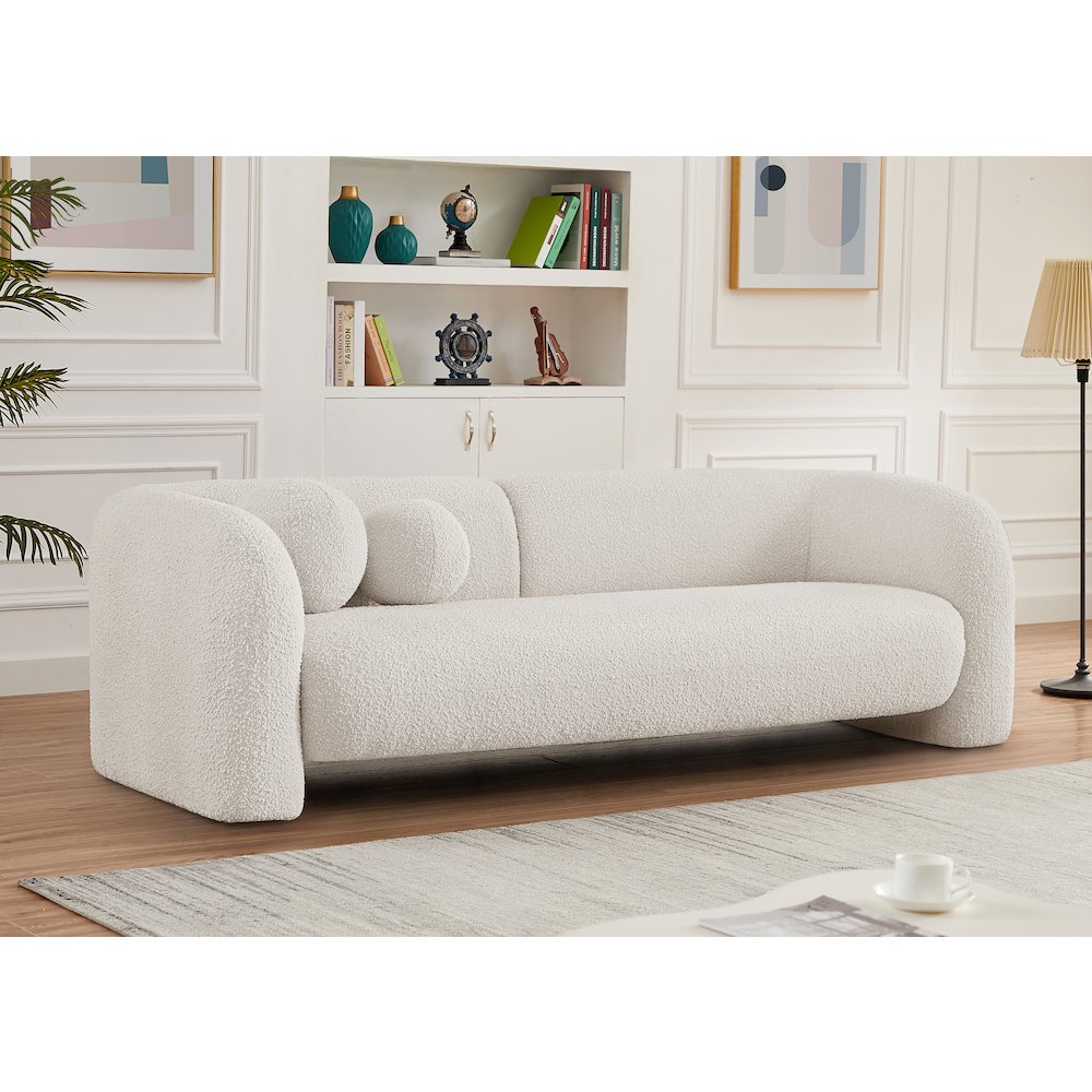 Emory Cream Boucle Fabric Sofa. Picture 2