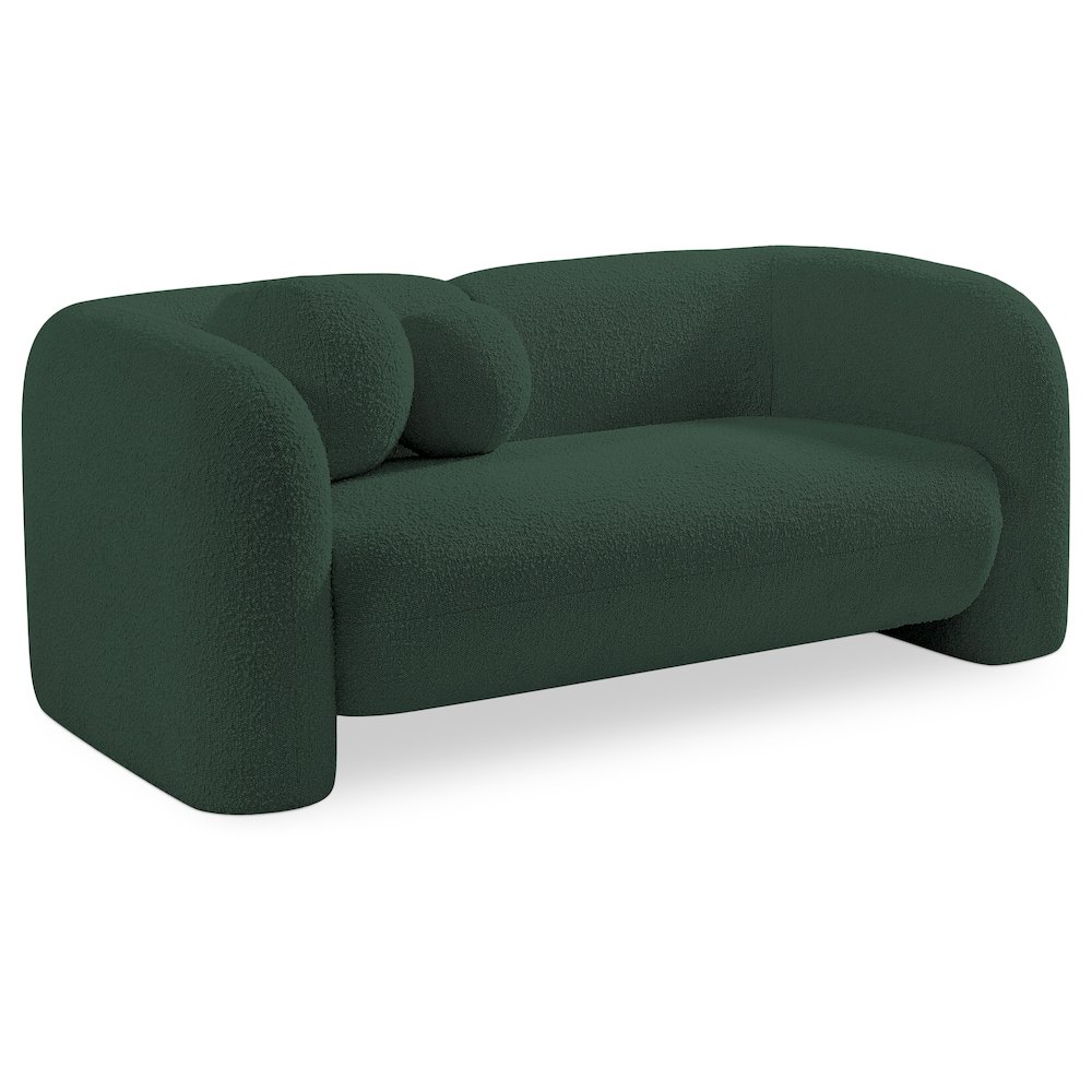 Emory Green Boucle Fabric Loveseat. Picture 1
