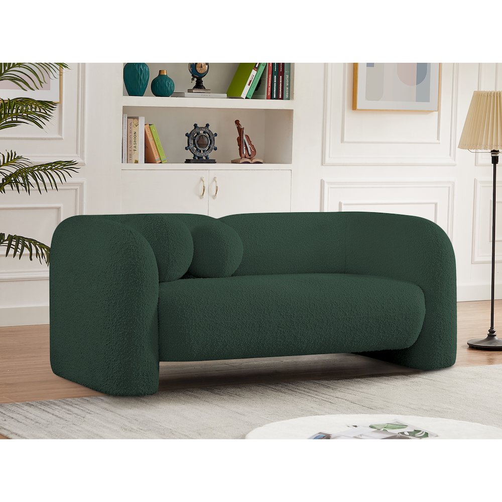 Emory Green Boucle Fabric Loveseat. Picture 2