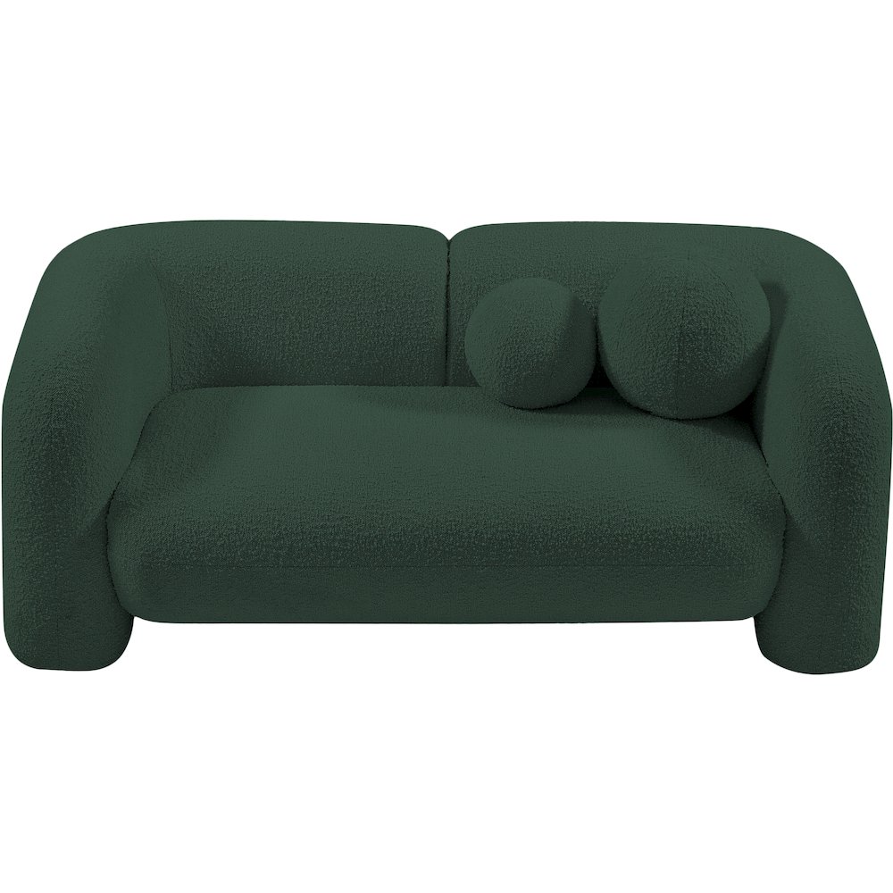 Emory Green Boucle Fabric Loveseat. Picture 5