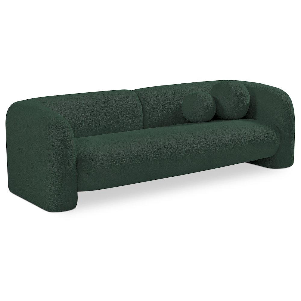 Emory Green Boucle Fabric Sofa. Picture 1