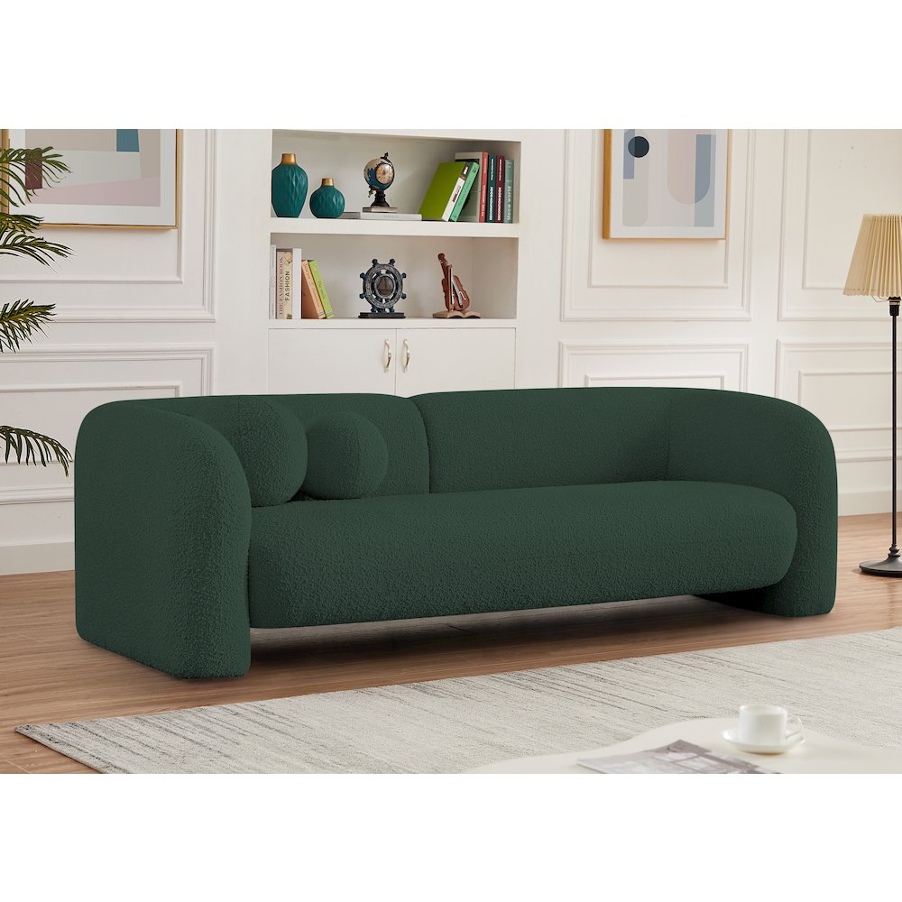 Emory Green Boucle Fabric Sofa. Picture 2