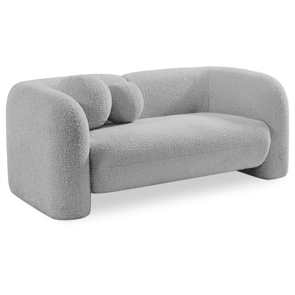 Emory Grey Boucle Fabric Loveseat. Picture 1