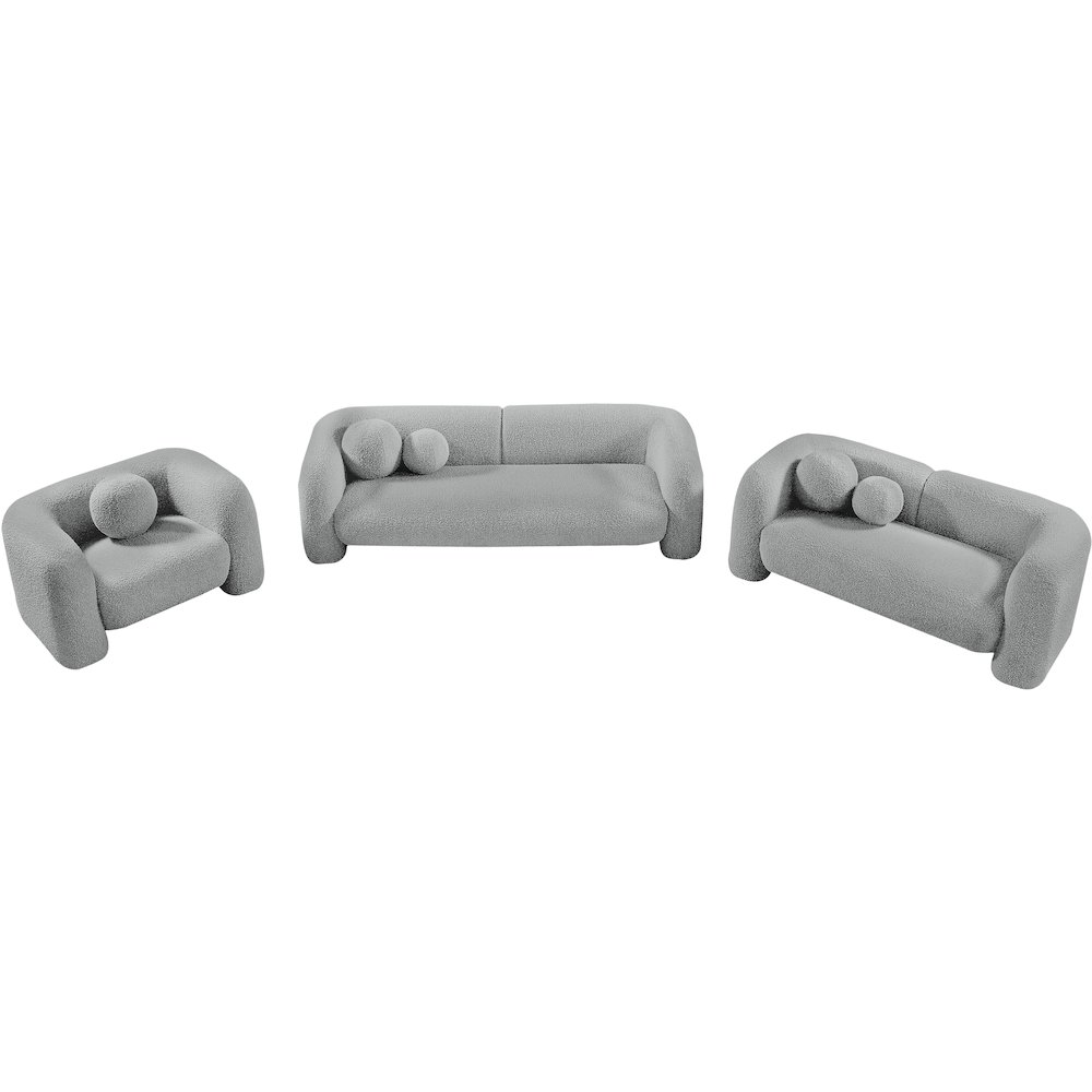 Emory Grey Boucle Fabric Loveseat. Picture 14