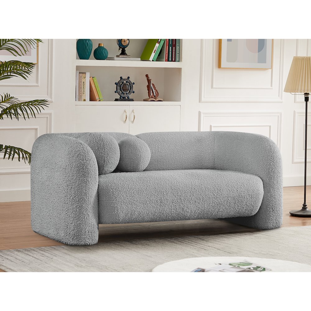 Emory Grey Boucle Fabric Loveseat. Picture 2