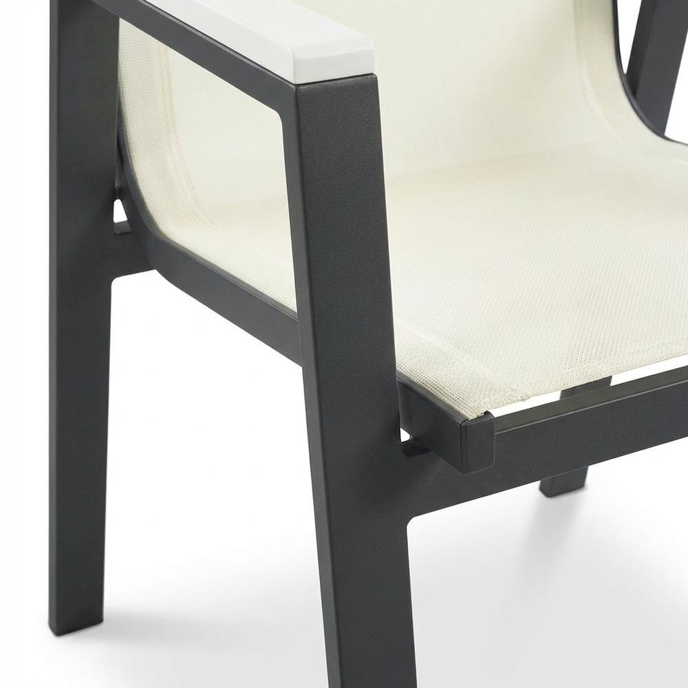 Outdoor Patio Dining Armchairs Set Of 2 In White Mesh Fabric, Contemporary Style. Picture 6