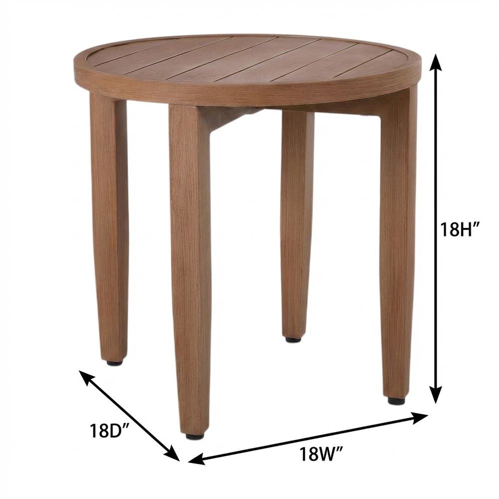 Aluminum Frame Outdoor End Table With Teak Wood Look Finish For Patio Use. Picture 7