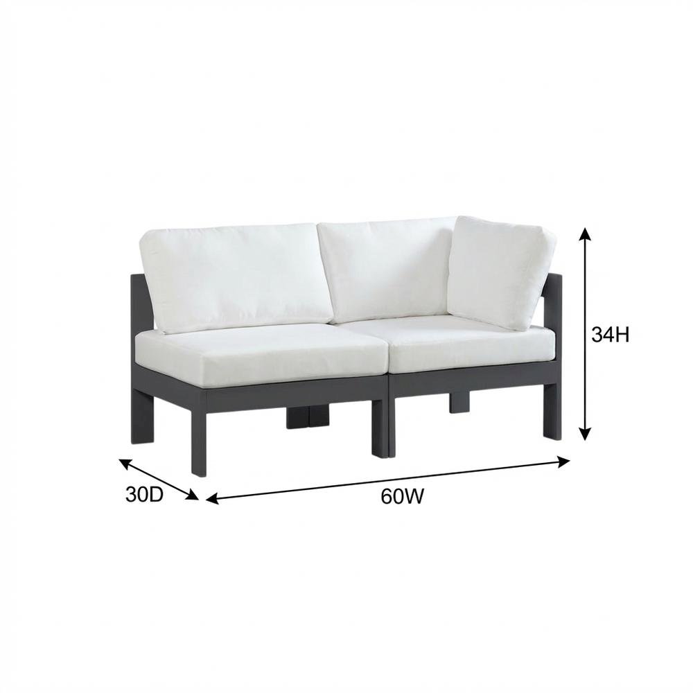 White Fabric Outdoor Patio Modular Sofa, Contemporary Style, Cushioned Seat. Picture 7