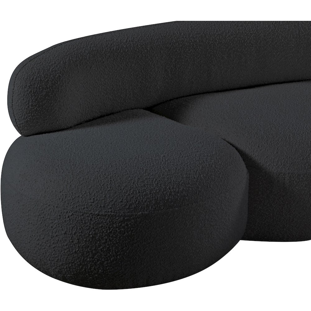 Venti Black Boucle Fabric Loveseat. Picture 11