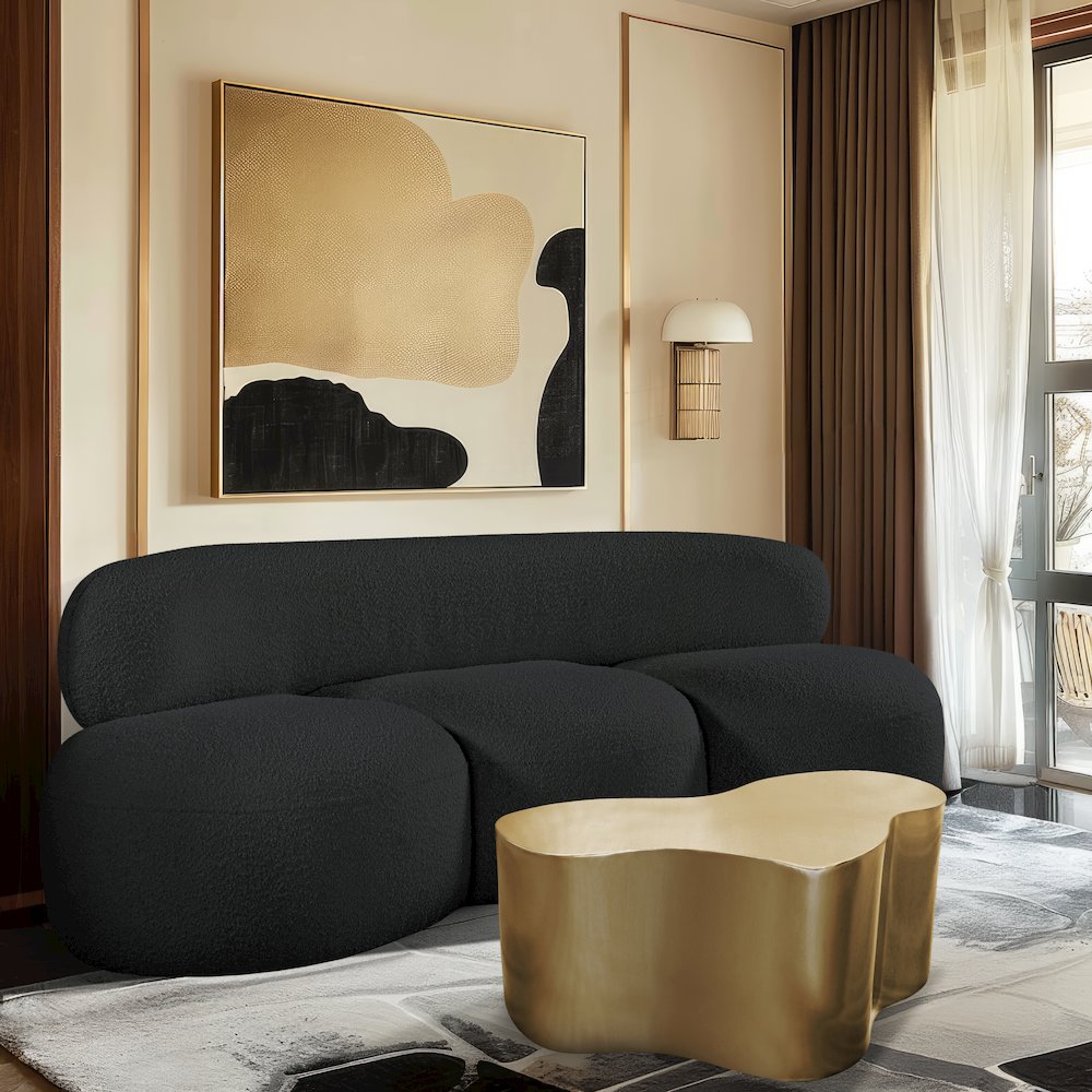 Venti Black Boucle Fabric Sofa. Picture 2