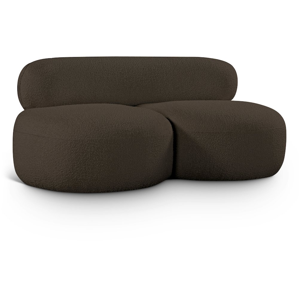 Venti Brown Boucle Fabric Loveseat. Picture 1