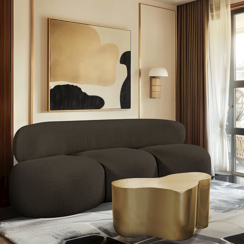 Venti Brown Boucle Fabric Sofa. Picture 2