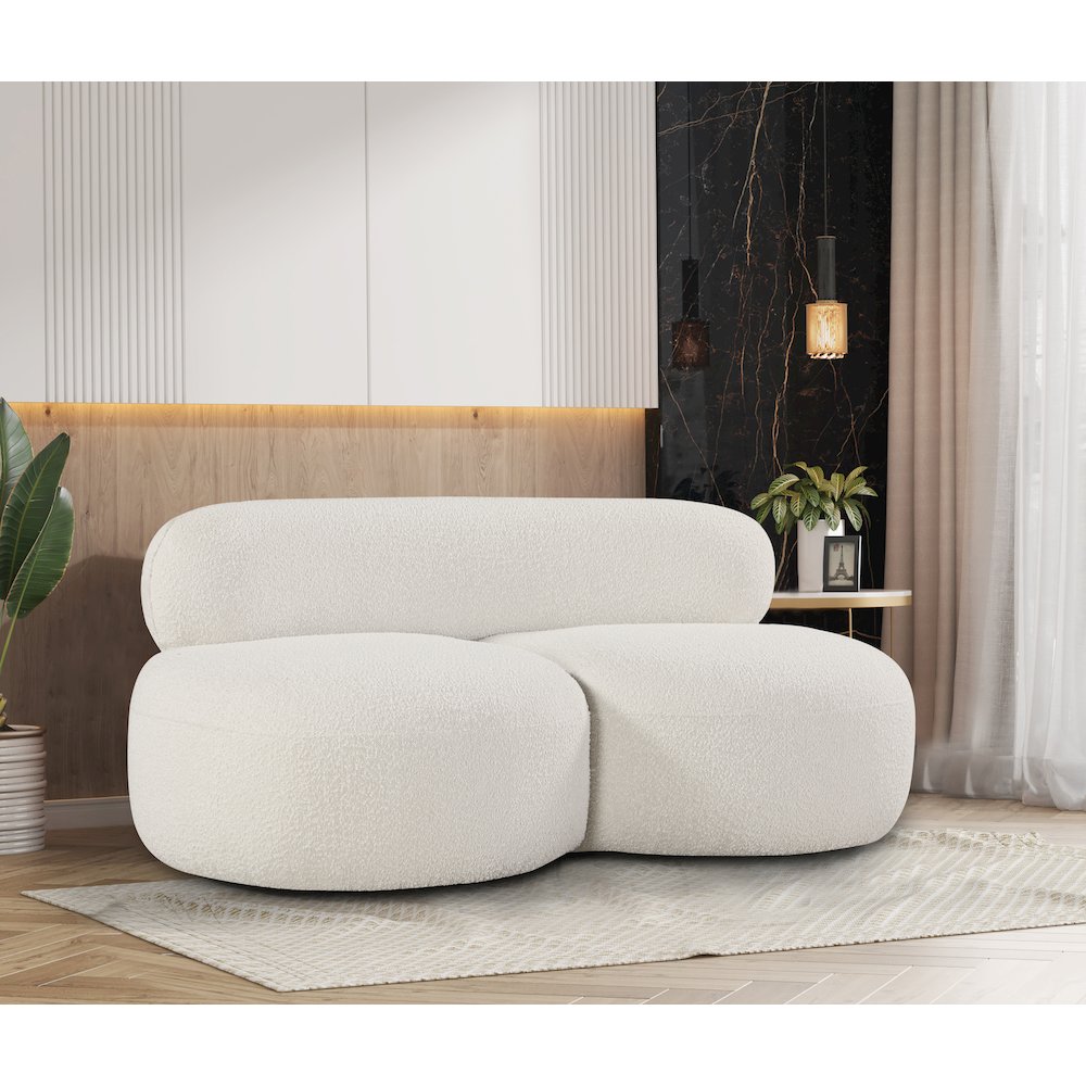 Venti Cream Boucle Fabric Loveseat. Picture 2