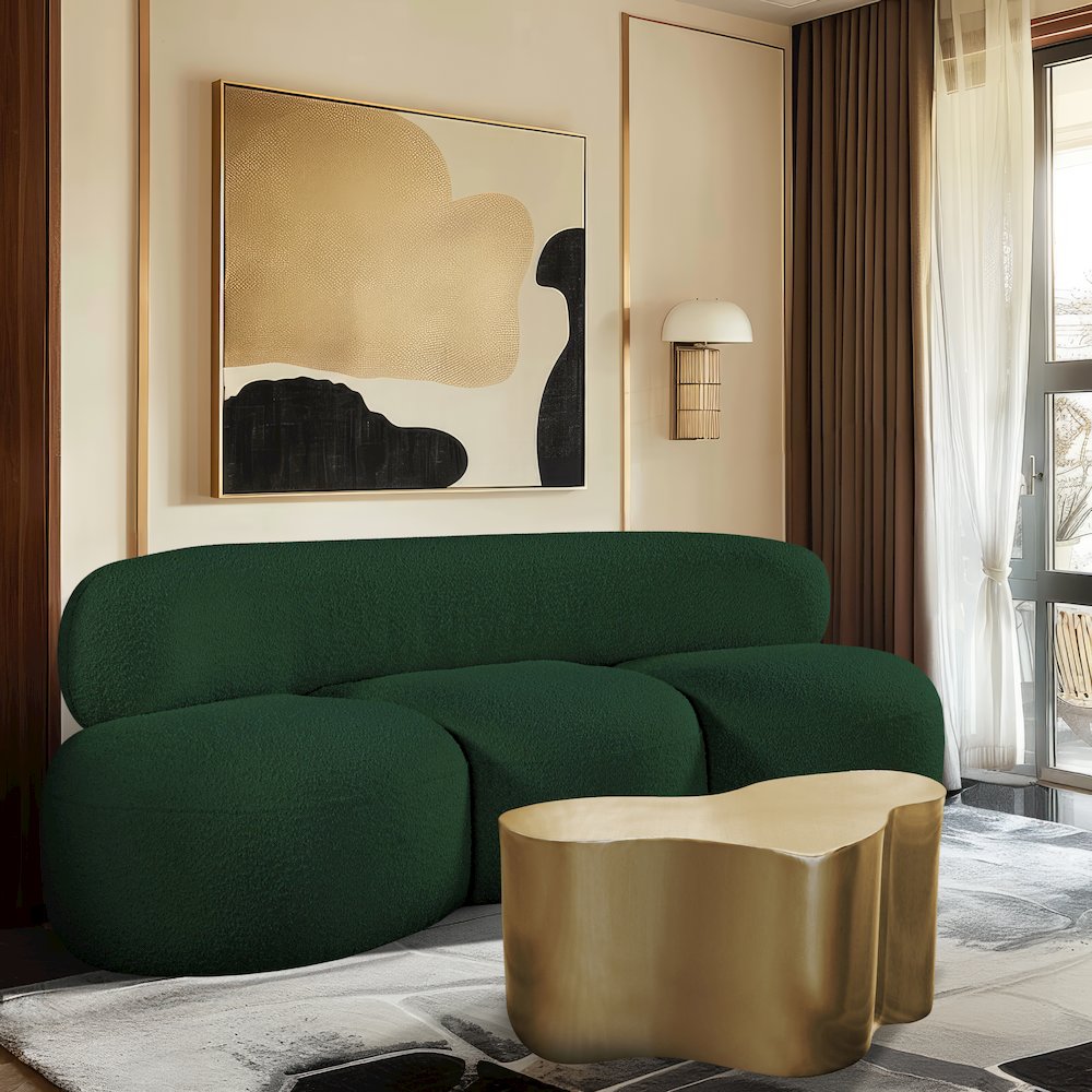 Venti Green Boucle Fabric Sofa. Picture 2