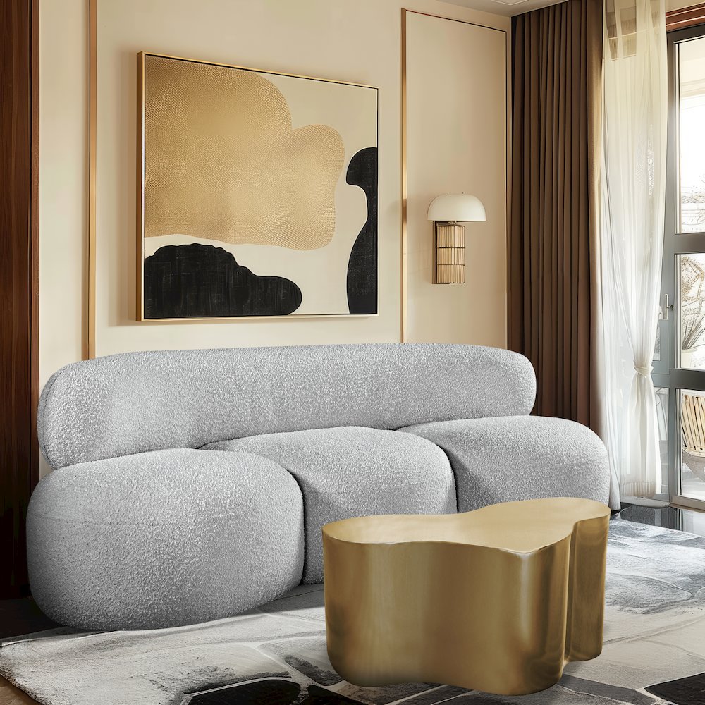 Venti Grey Boucle Fabric Sofa. Picture 2