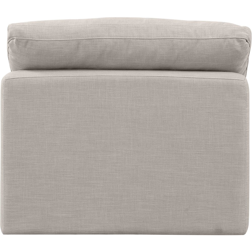 Indulge Beige Linen Textured Fabric Armless Chair. Picture 3