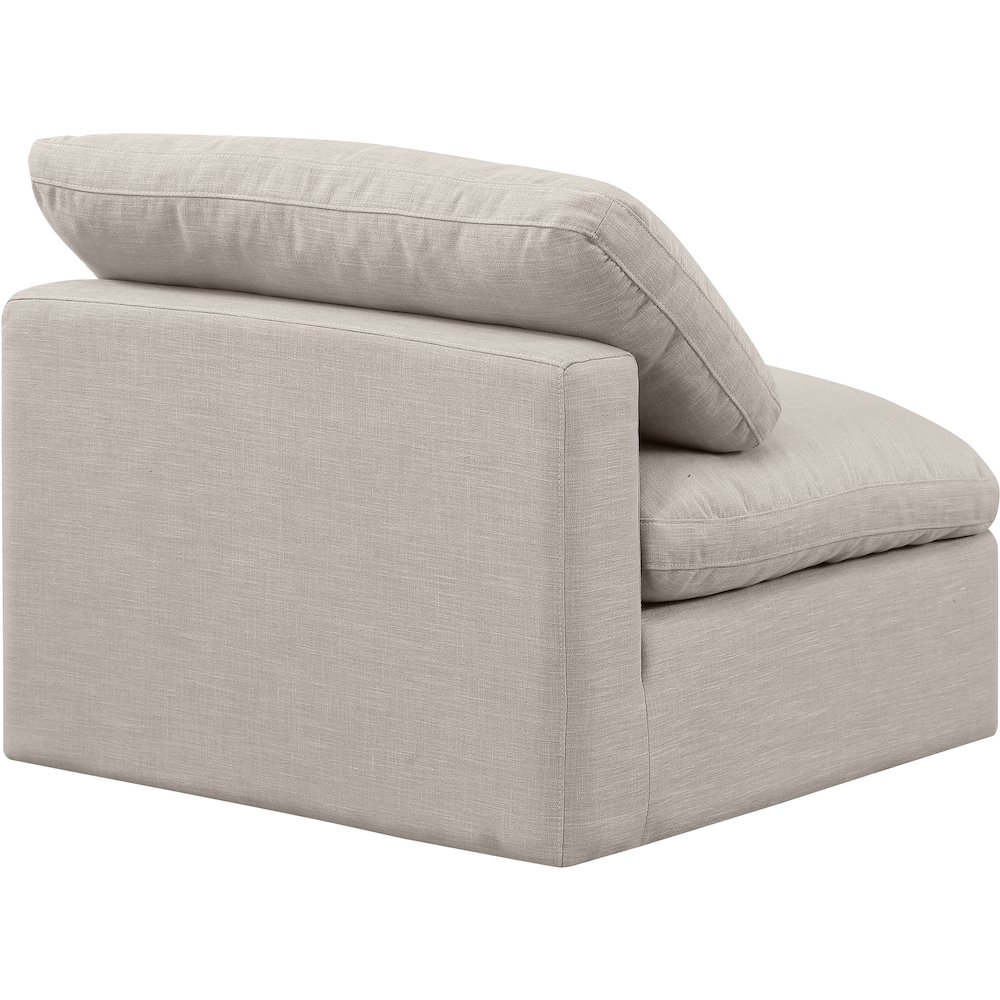 Indulge Beige Linen Textured Fabric Armless Chair. Picture 6