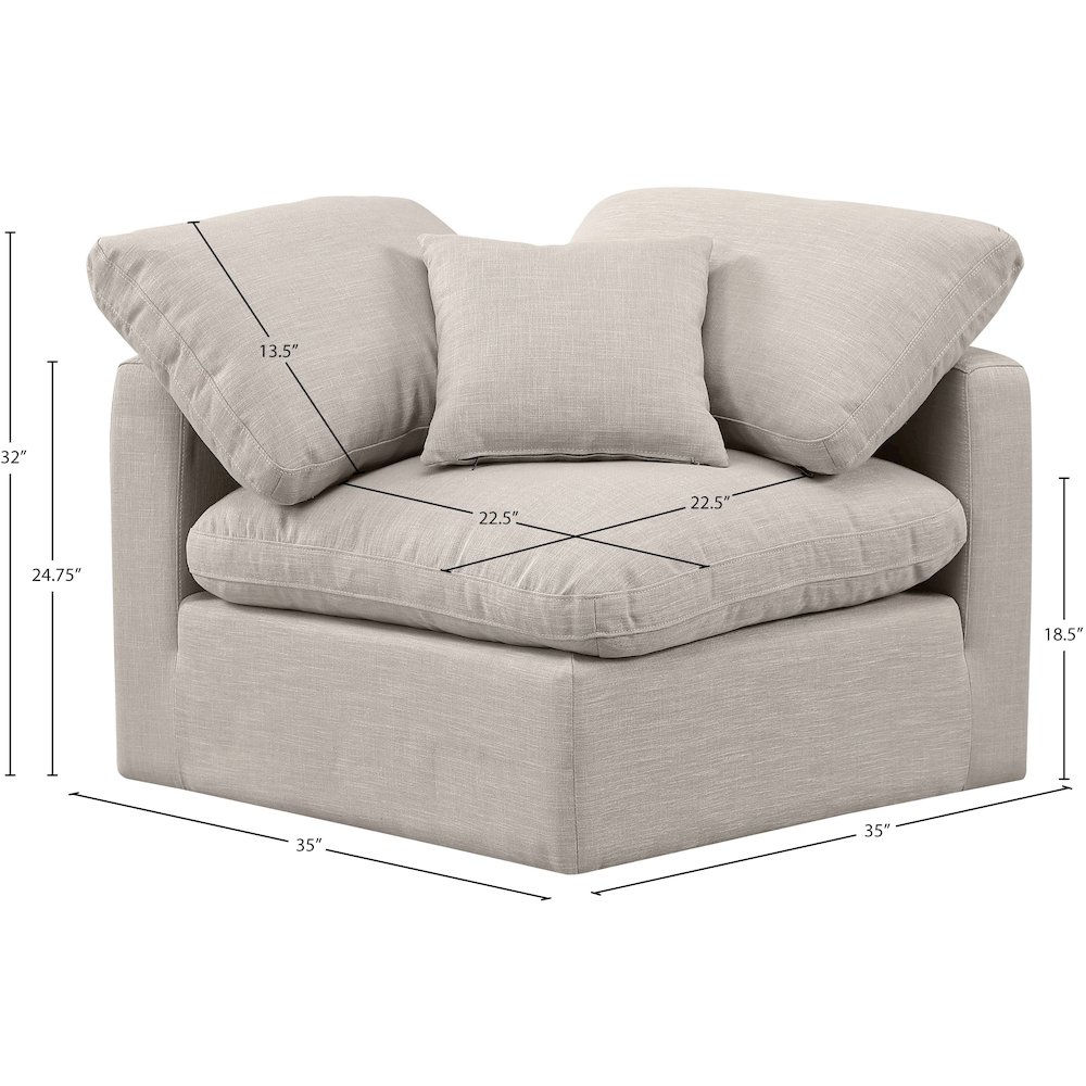 Indulge Beige Linen Textured Fabric Corner Chair. Picture 8