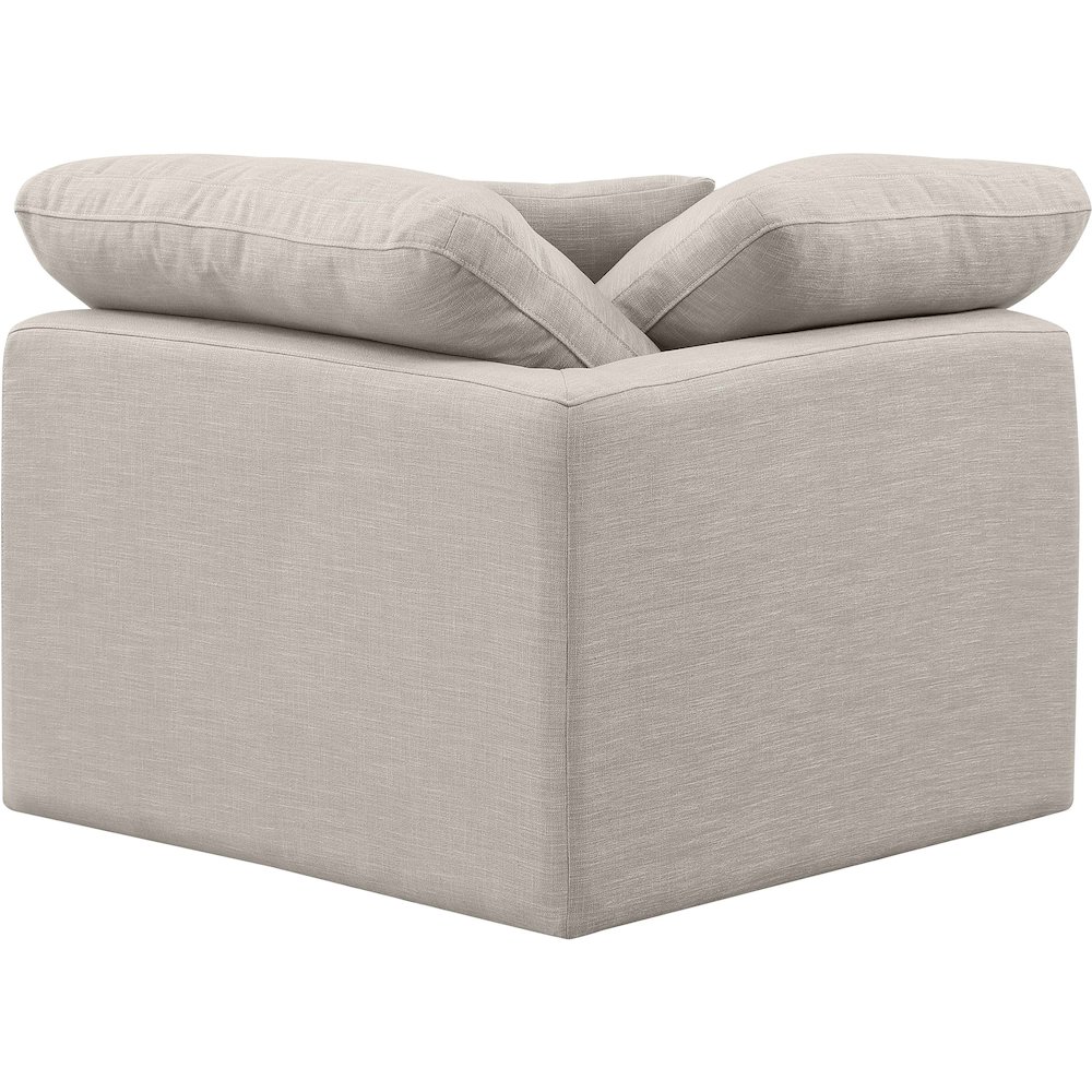Indulge Beige Linen Textured Fabric Corner Chair. Picture 3