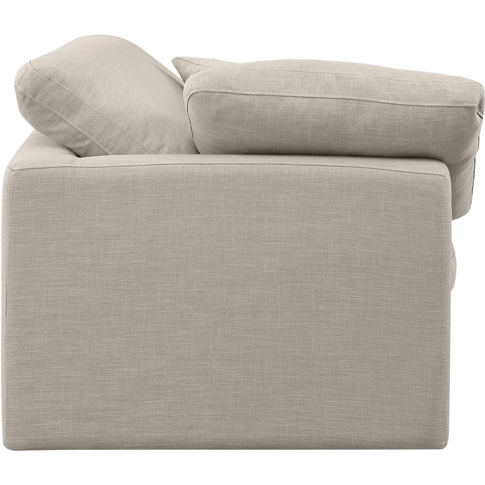 Indulge Beige Linen Textured Fabric Corner Chair. Picture 5