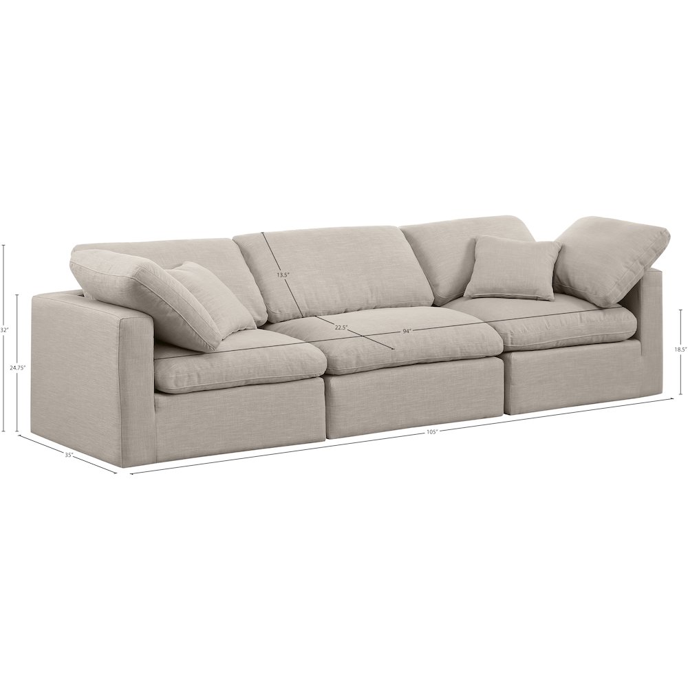 Indulge Beige Linen Textured Fabric Modular Sofa. Picture 8