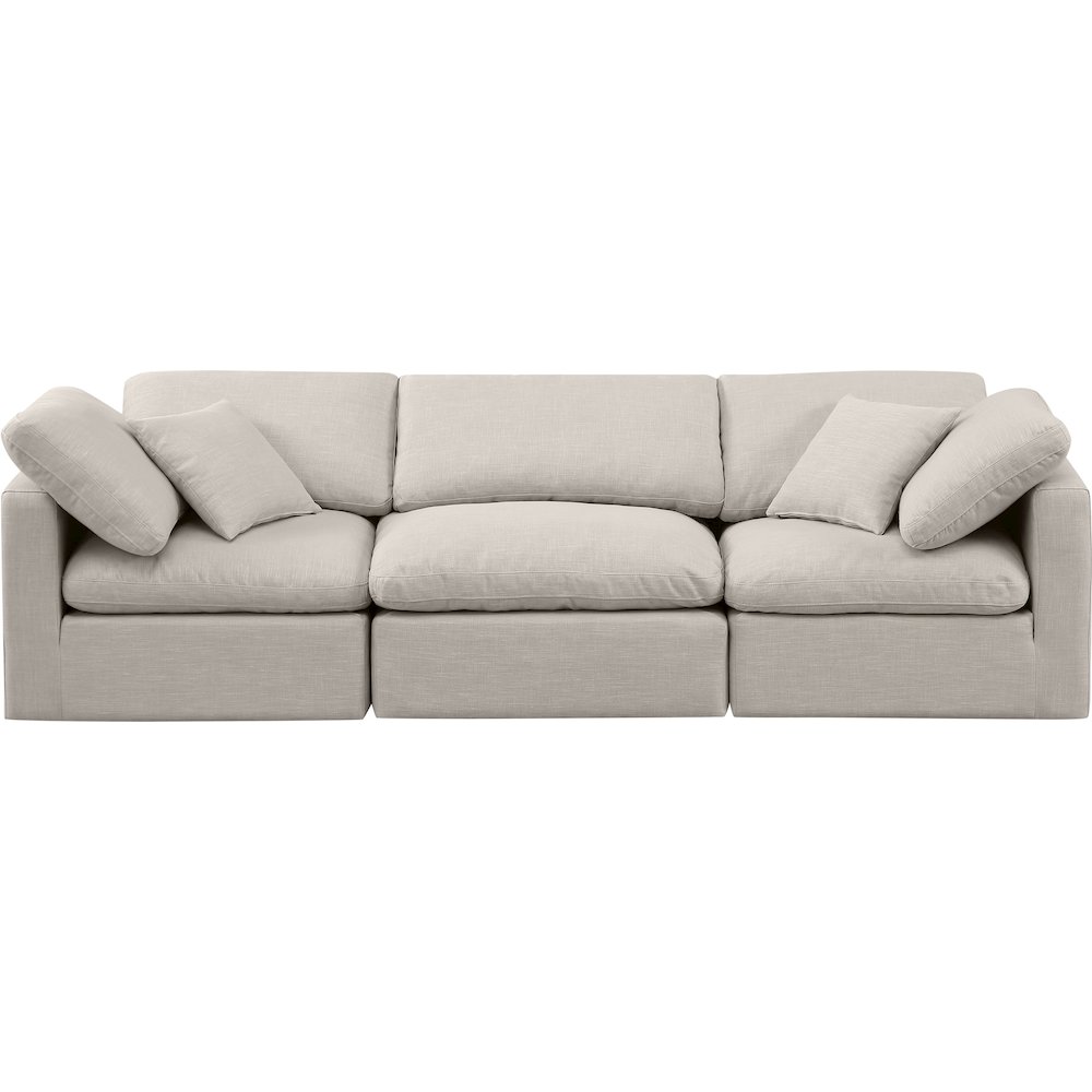 Indulge Beige Linen Textured Fabric Modular Sofa. Picture 4