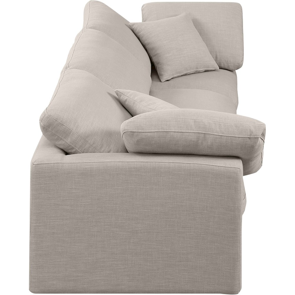 Indulge Beige Linen Textured Fabric Modular Sofa. Picture 5