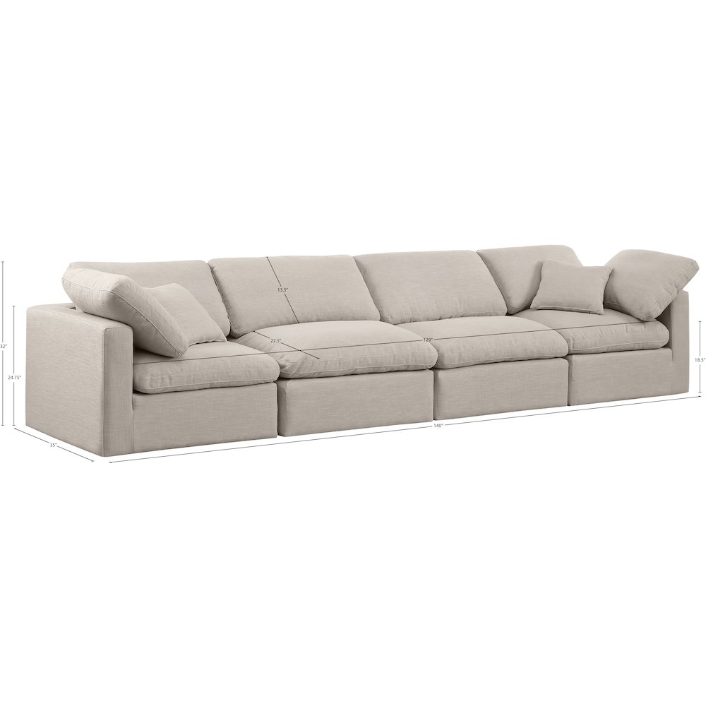 Indulge Beige Linen Textured Fabric Modular Sofa. Picture 8