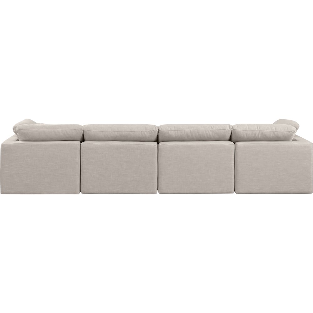 Indulge Beige Linen Textured Fabric Modular Sofa. Picture 3