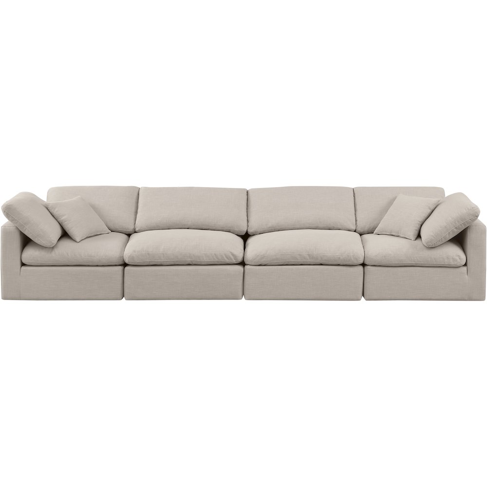 Indulge Beige Linen Textured Fabric Modular Sofa. Picture 4