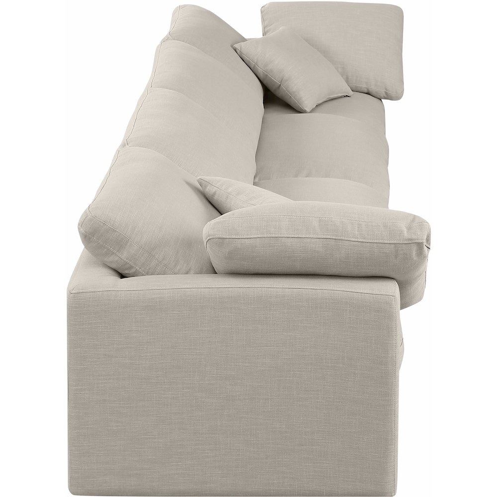 Indulge Beige Linen Textured Fabric Modular Sofa. Picture 5