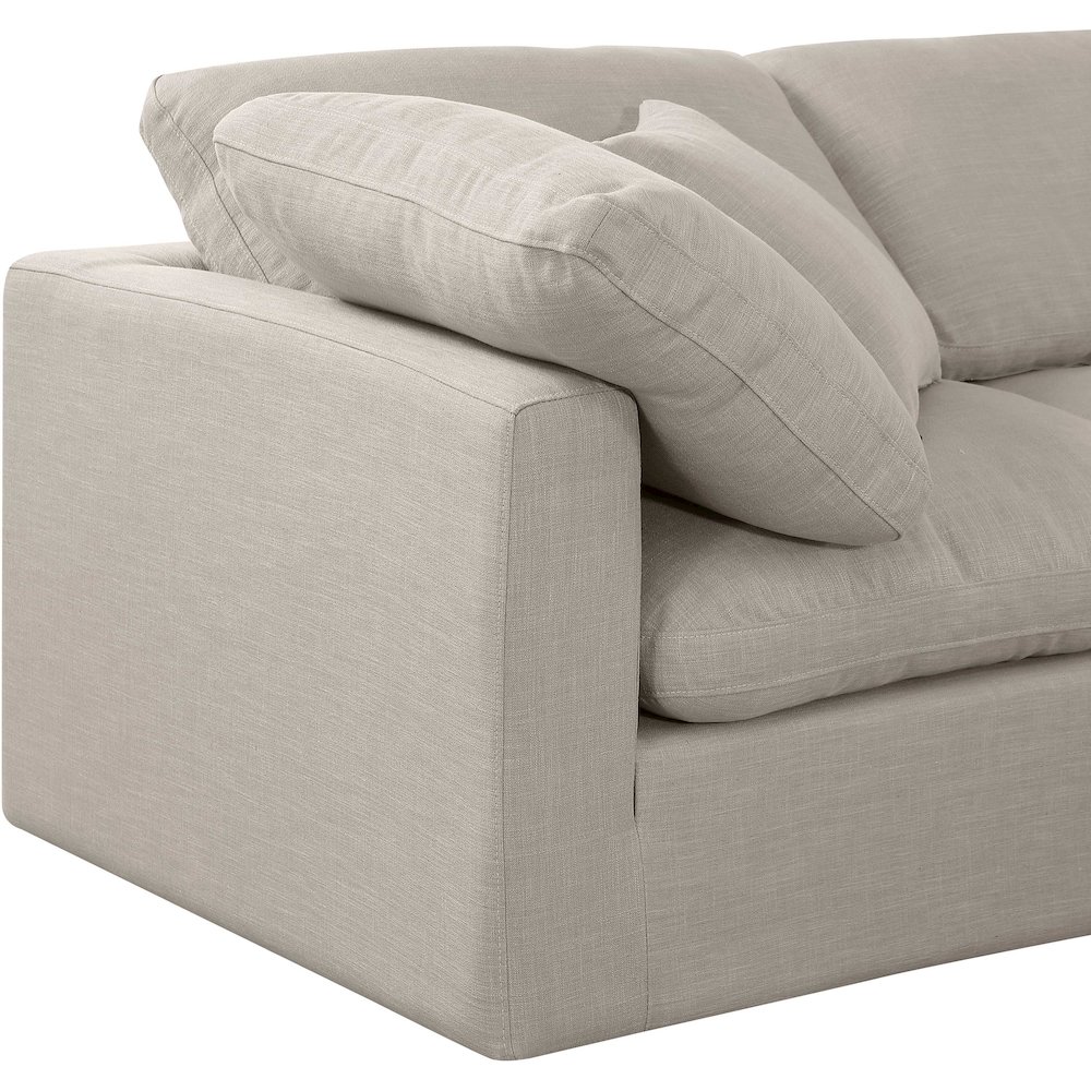 Indulge Beige Linen Textured Fabric Modular Sofa. Picture 6