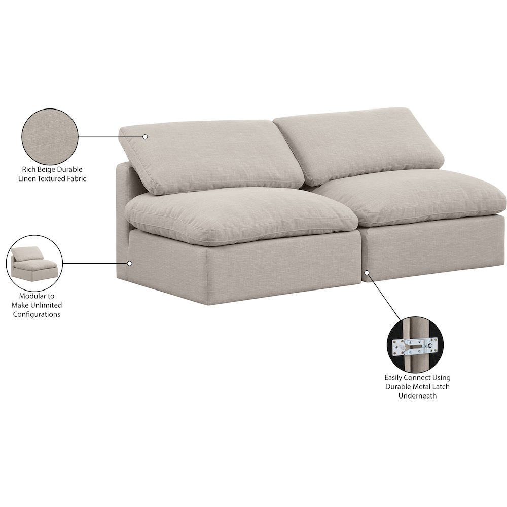 Indulge Beige Linen Textured Fabric Modular Sofa. Picture 8