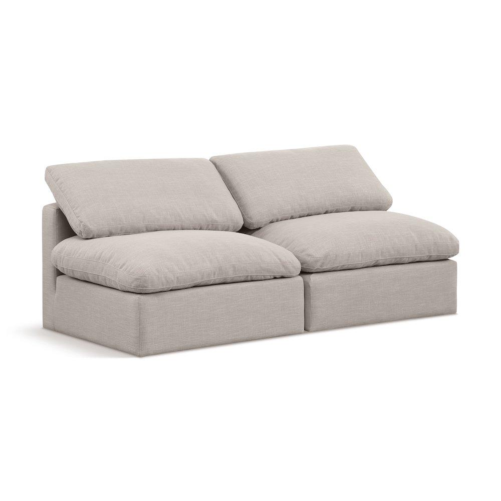 Indulge Beige Linen Textured Fabric Modular Sofa. Picture 1