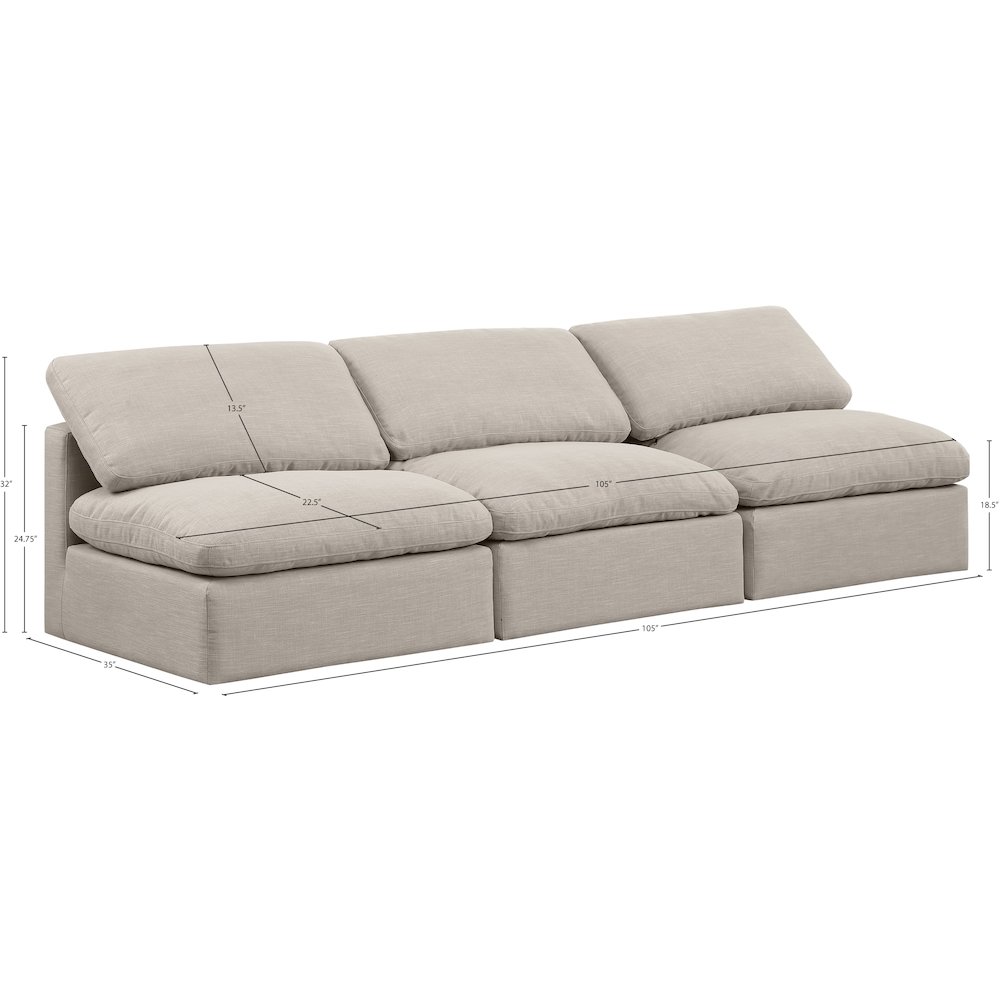 Indulge Beige Linen Textured Fabric Modular Sofa. Picture 7