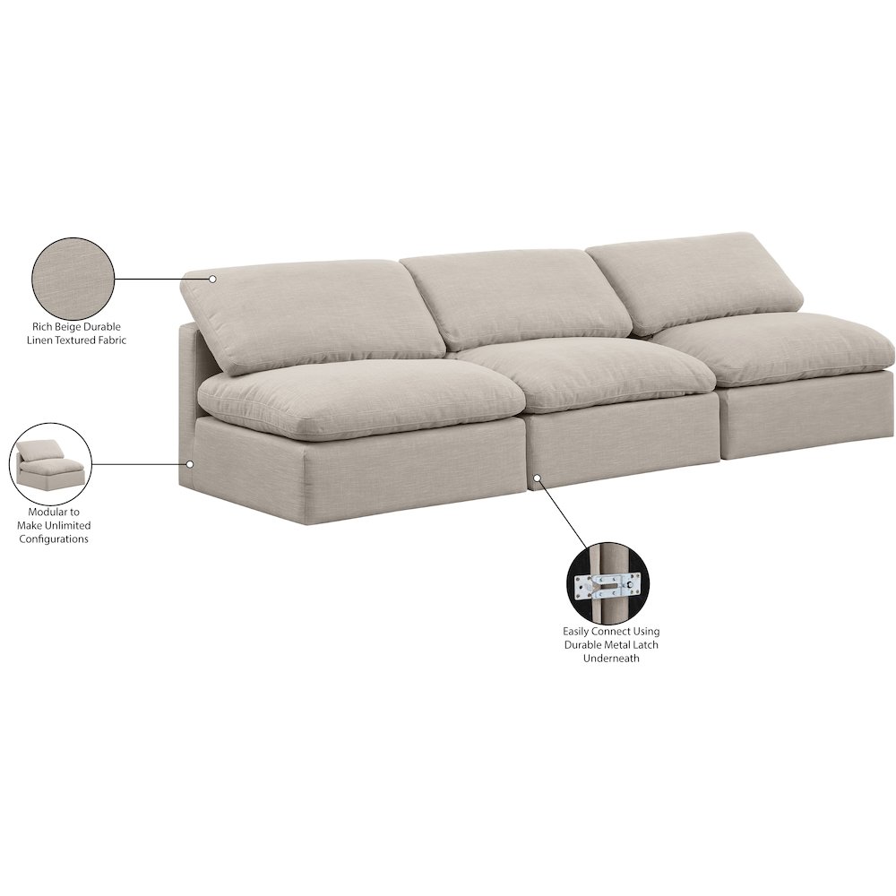 Indulge Beige Linen Textured Fabric Modular Sofa. Picture 8