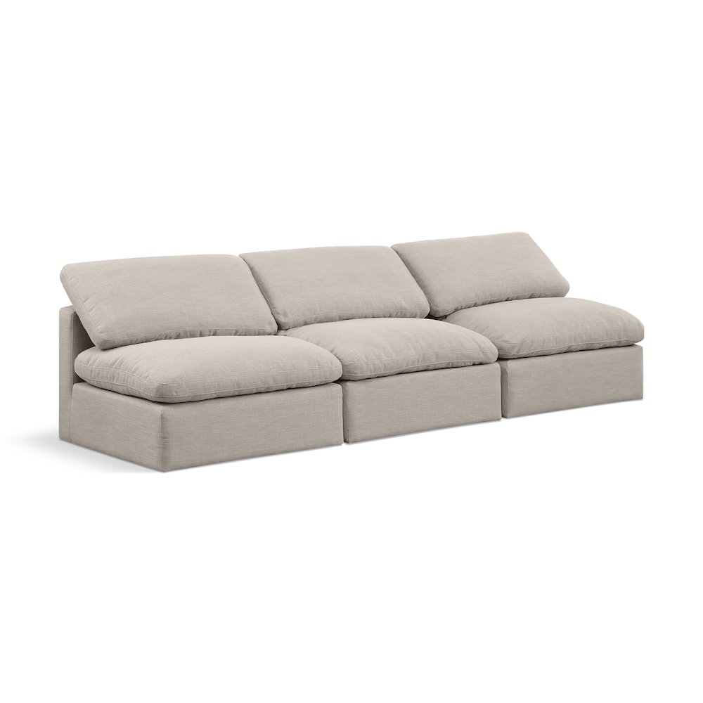 Indulge Beige Linen Textured Fabric Modular Sofa. Picture 1