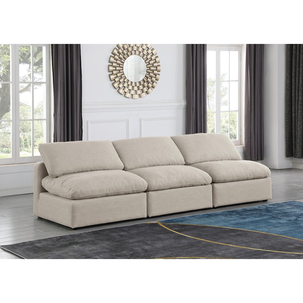 Indulge Beige Linen Textured Fabric Modular Sofa. Picture 2