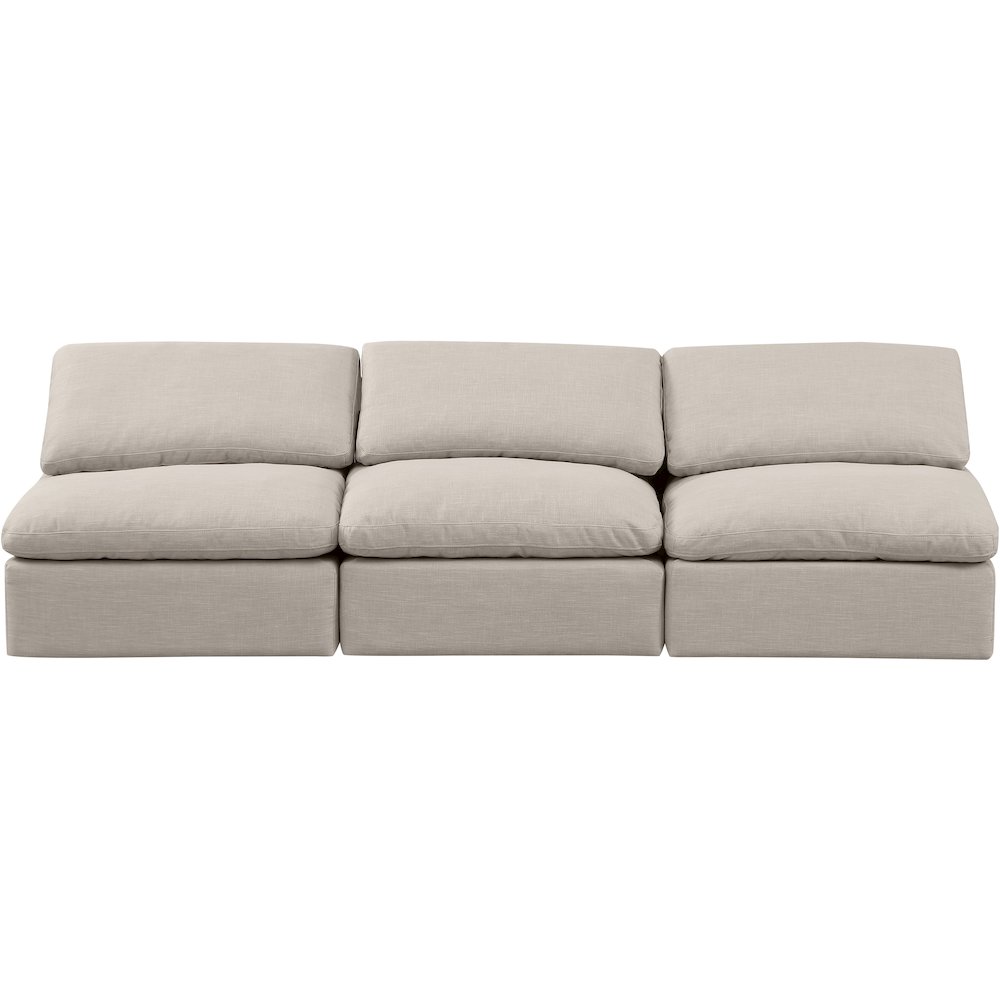 Indulge Beige Linen Textured Fabric Modular Sofa. Picture 4