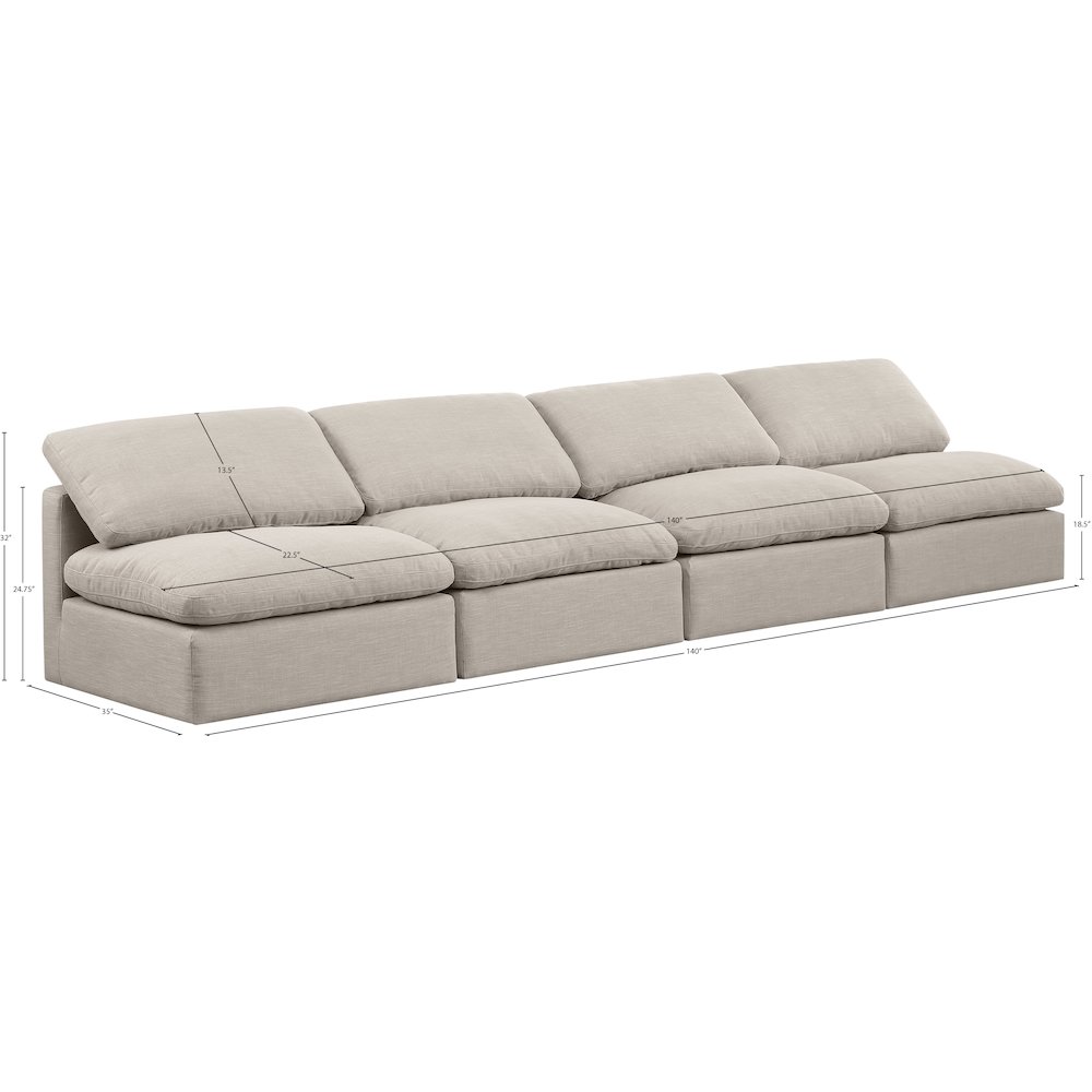 Indulge Beige Linen Textured Fabric Modular Sofa. Picture 7