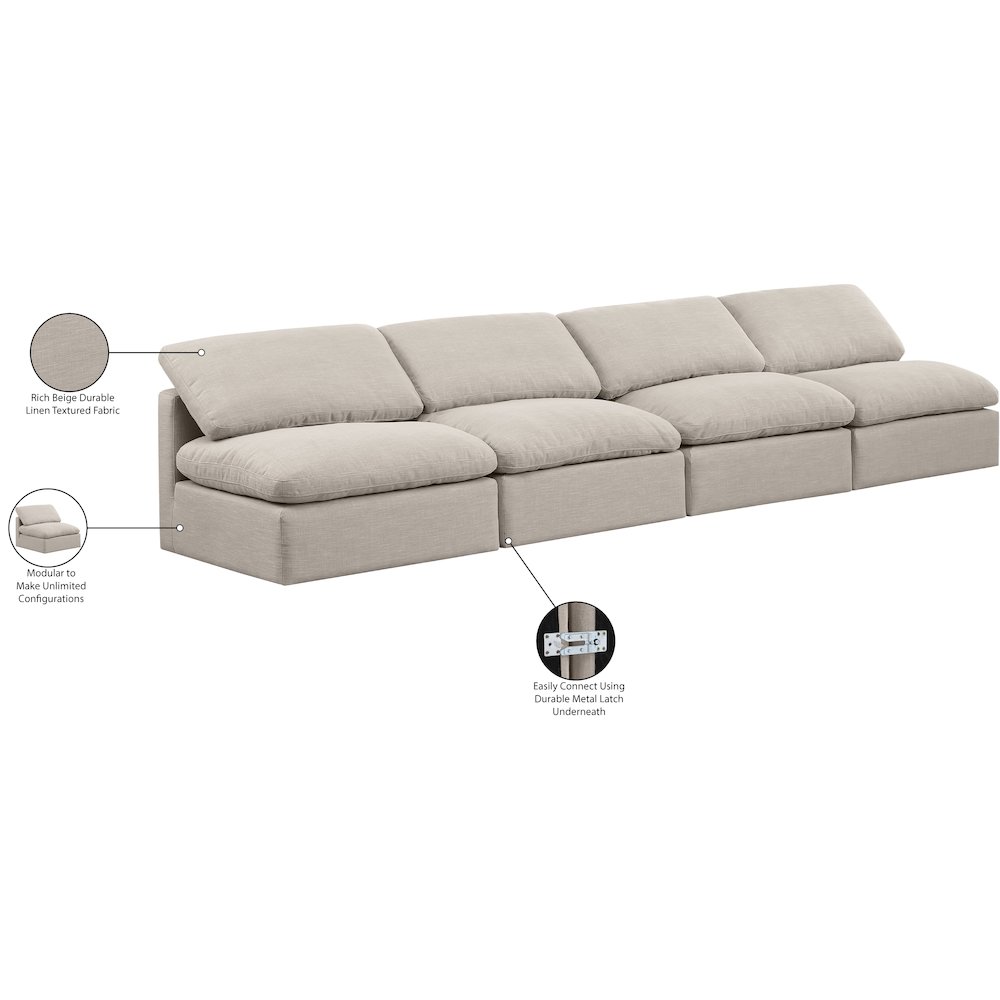 Indulge Beige Linen Textured Fabric Modular Sofa. Picture 8